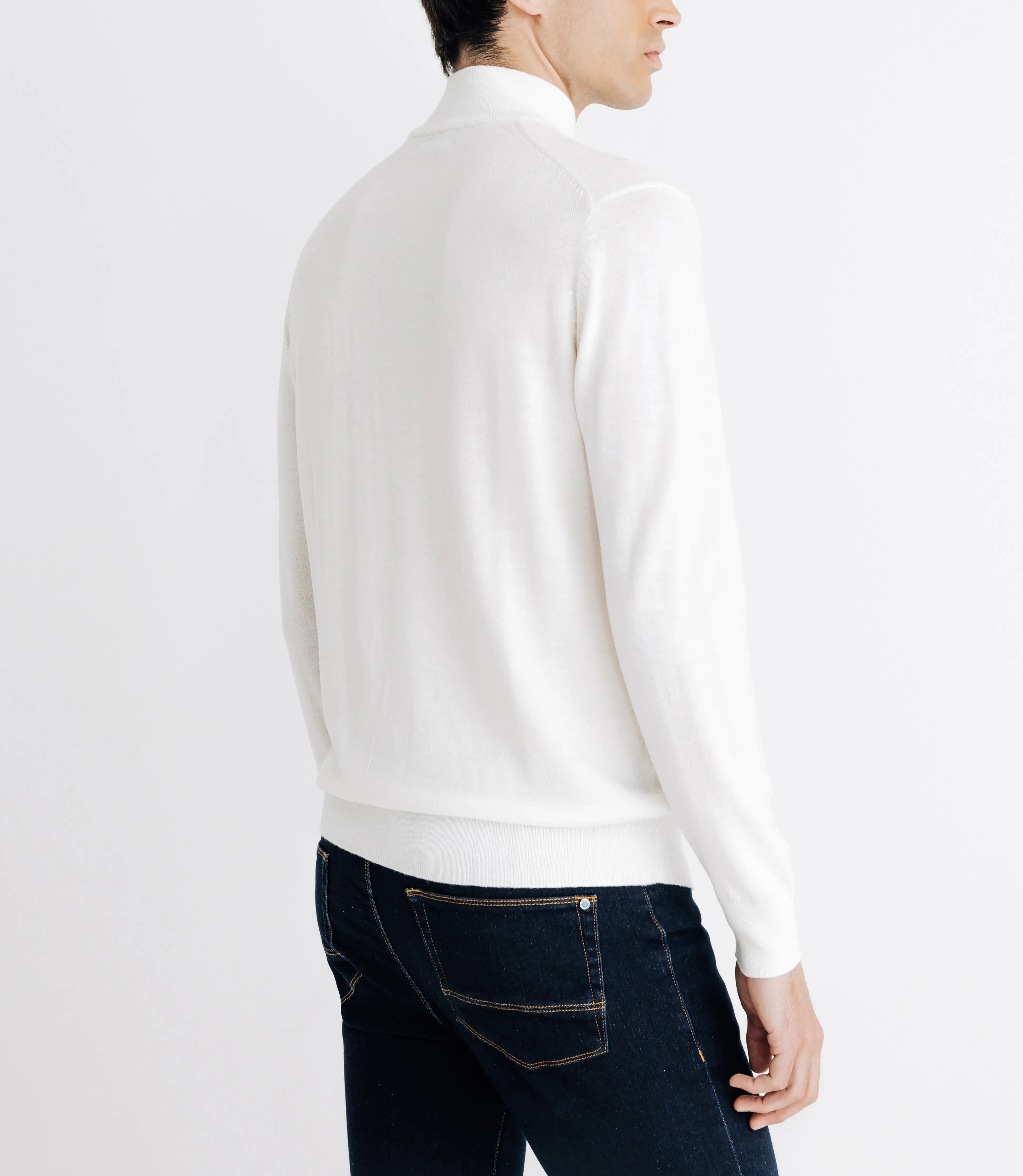 Pull en laine mérinos col cheminée écru - IZAC