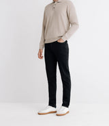 Pull col polo en laine mérinos beige - IZAC