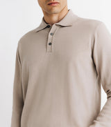 Pull col polo en laine mérinos beige - IZAC