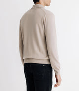 Pull col polo en laine mérinos beige - IZAC