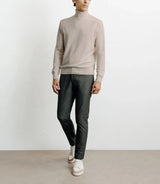 Pull col roulé en laine mérinos beige