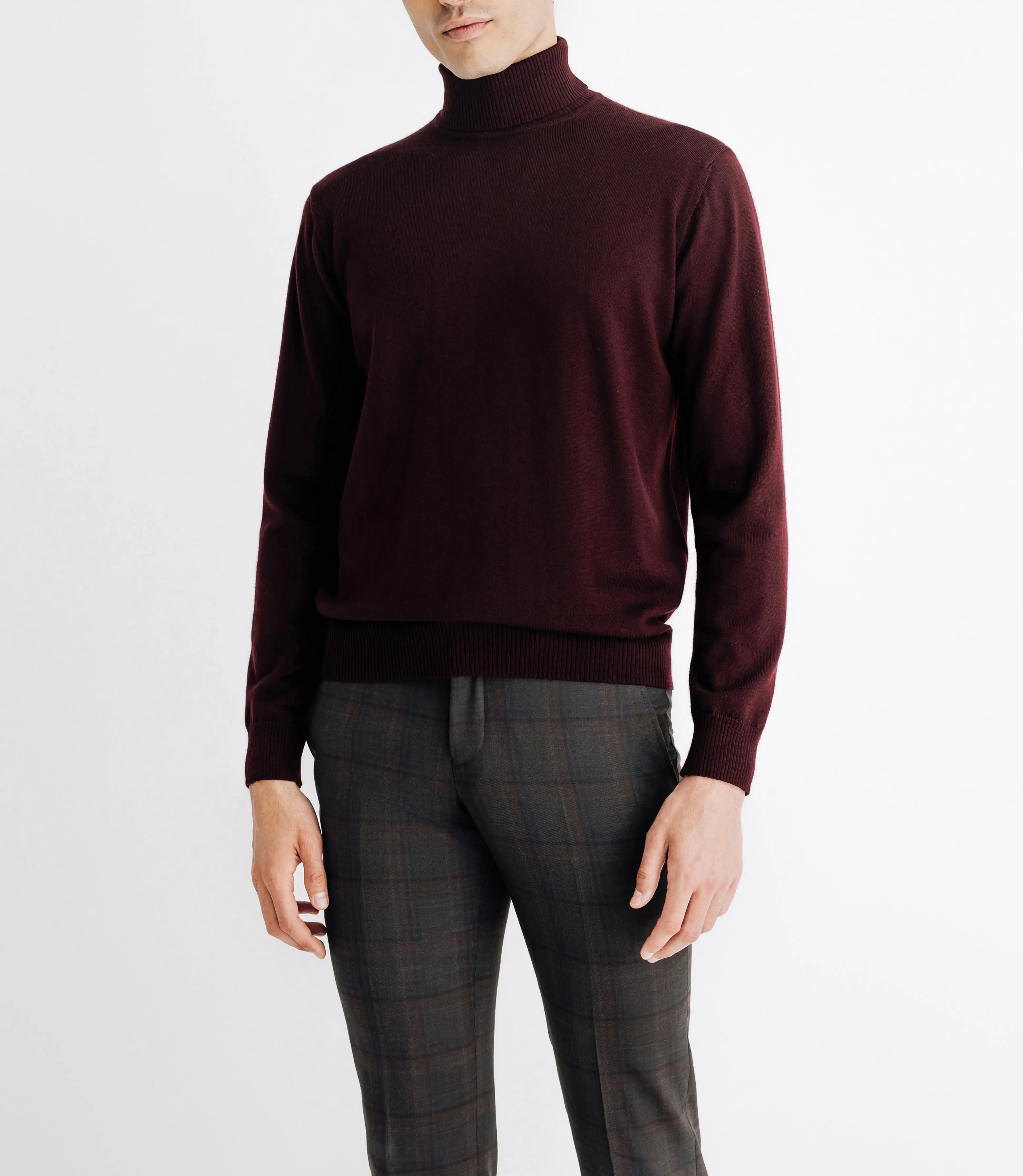 Pull col roulé en laine mérinos bordeaux - IZAC