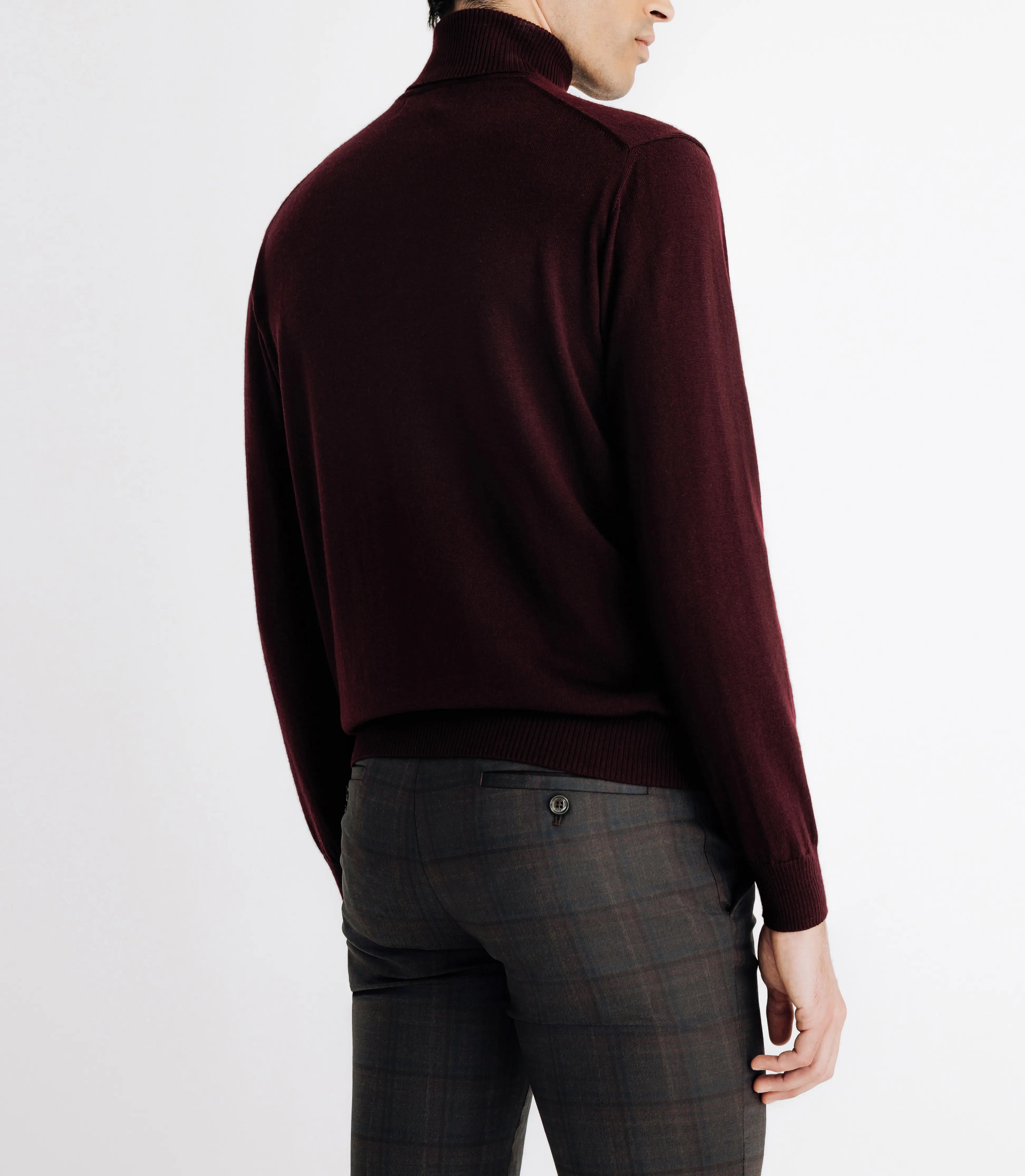 Pull col roulé en laine mérinos bordeaux - IZAC