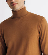Pull col roulé en laine mérinos camel - IZAC