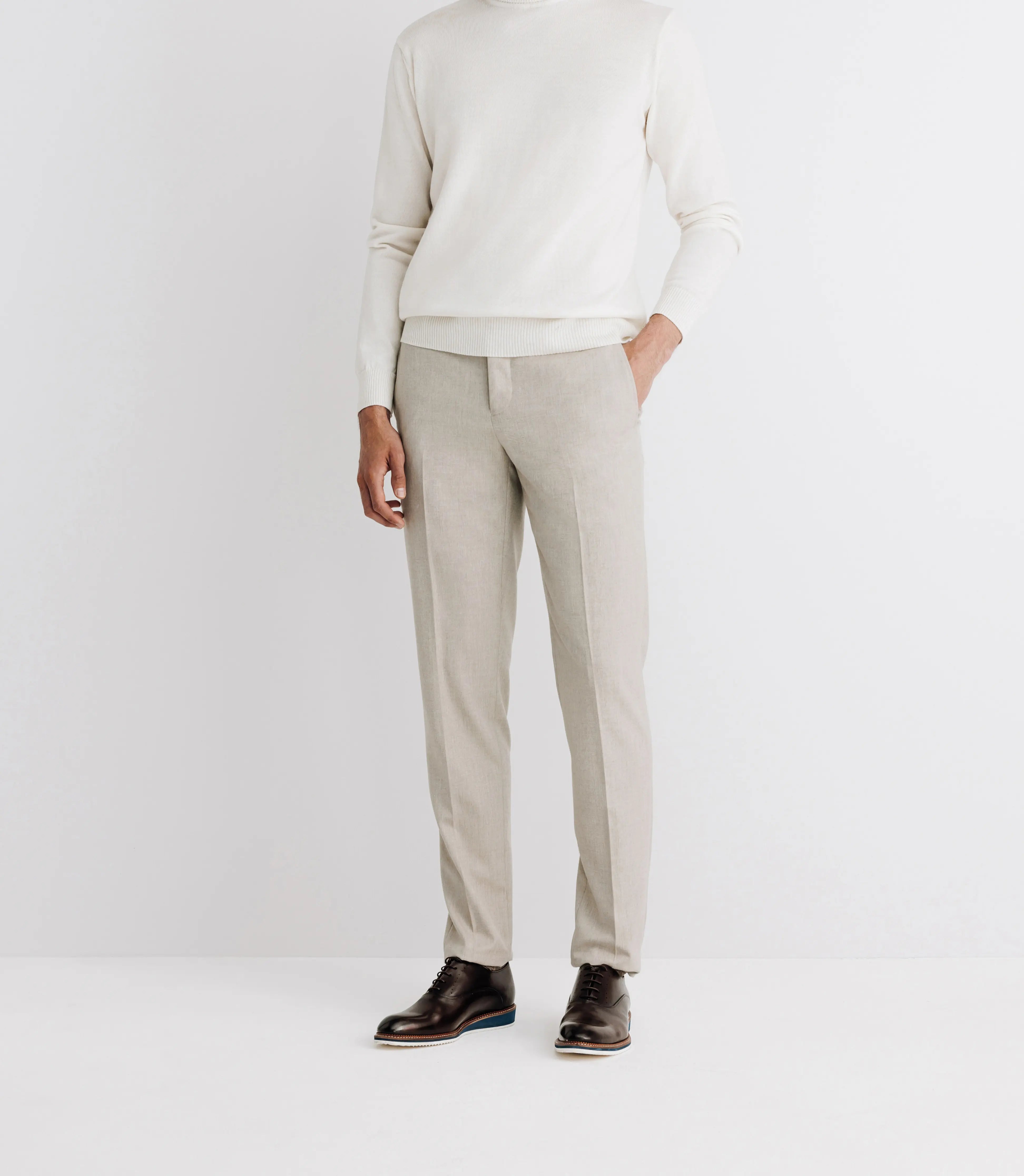 Pull col roulé en laine mérinos écru - IZAC