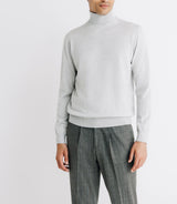 Pull col roulé en laine mérinos gris - IZAC