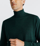 Pull col roulé en laine mérinos vert - IZAC
