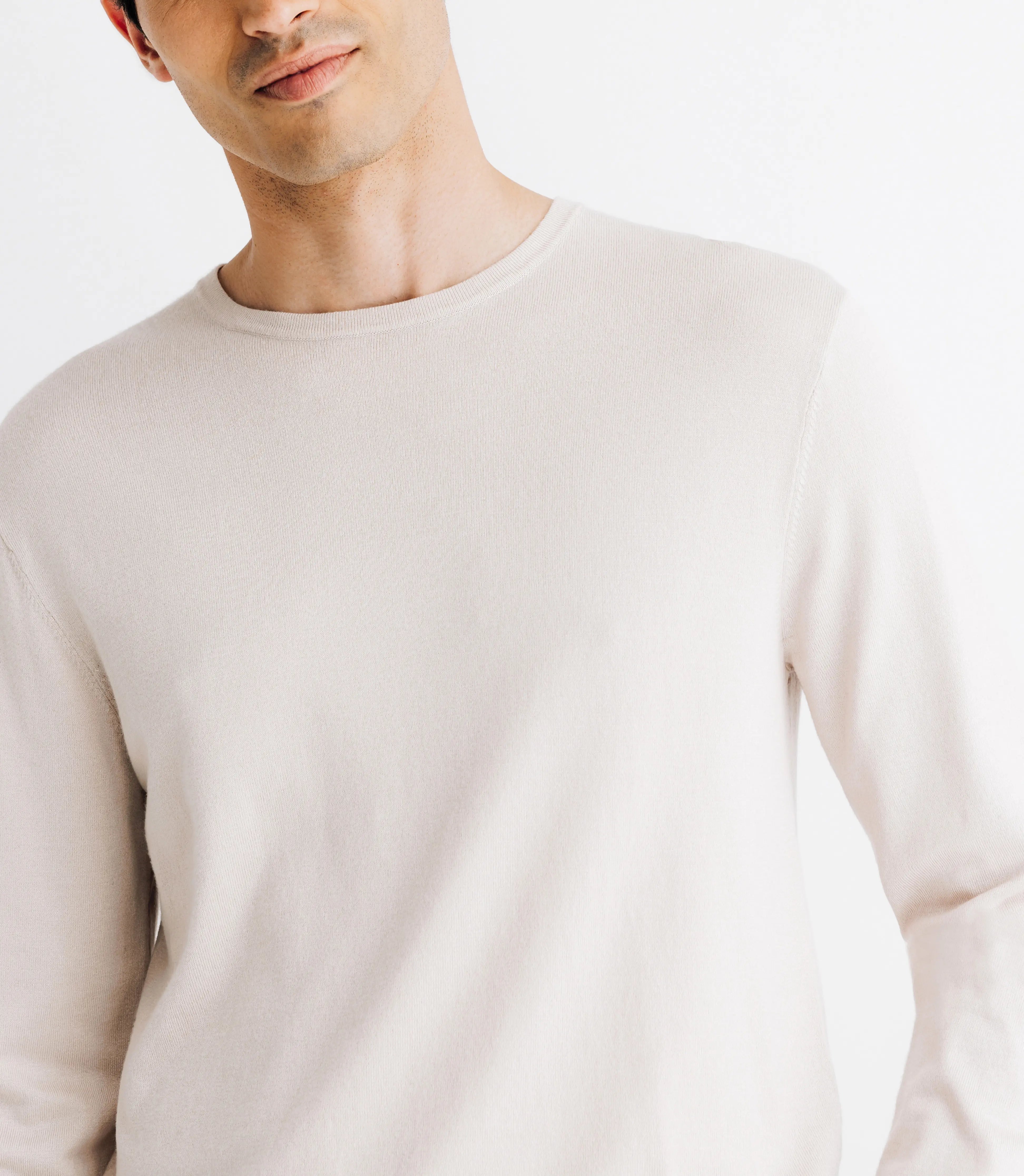 Pull col rond en maille beige - IZAC