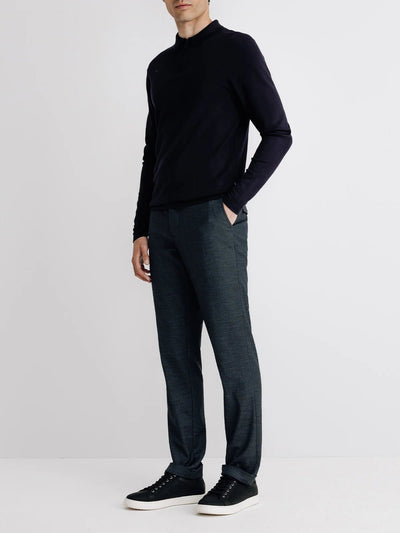 Pull col zippé en maille marine - IZAC