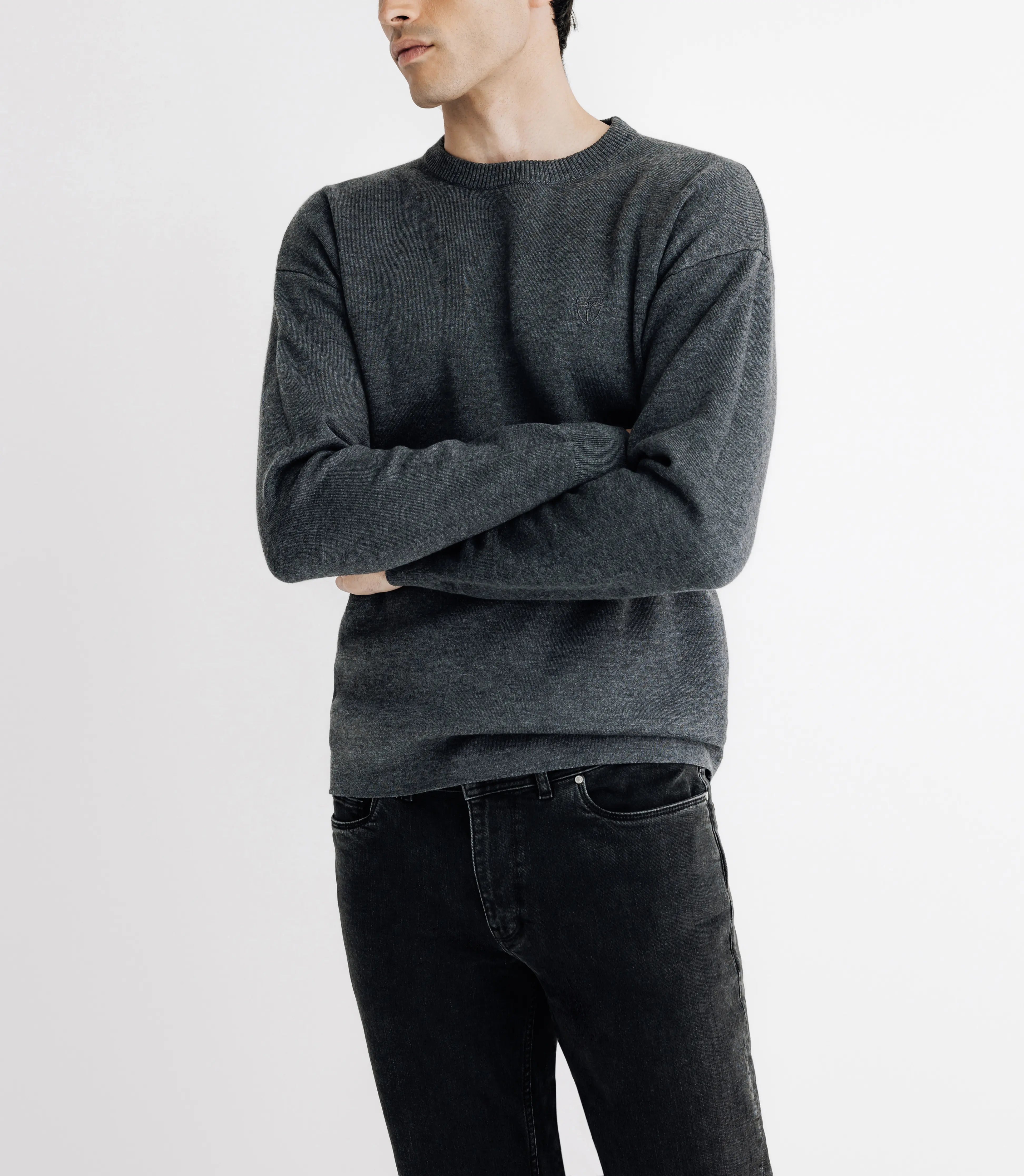 Pull sweat col rond anthracite - IZAC