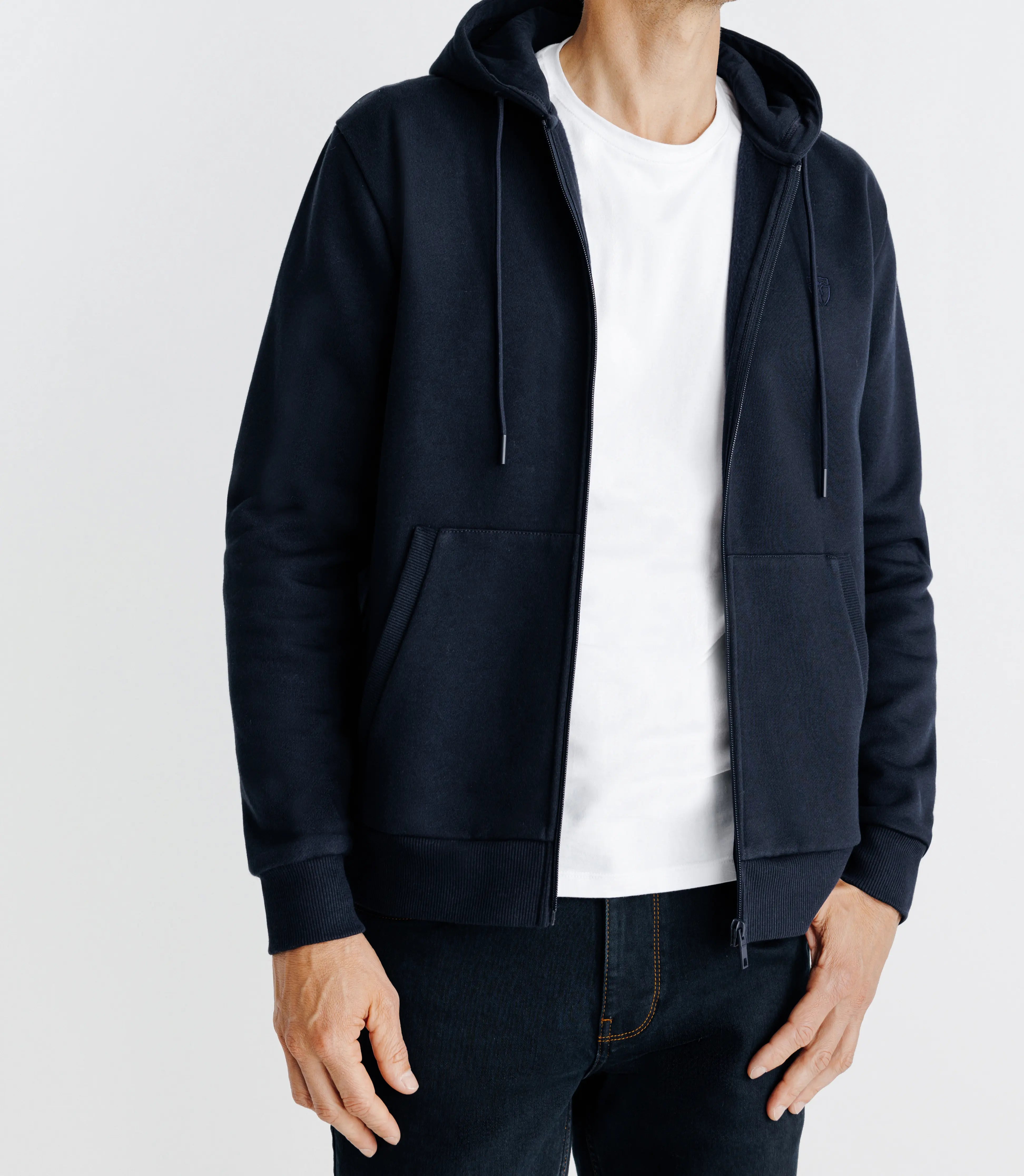 Pull gilet à capuche marine - IZAC