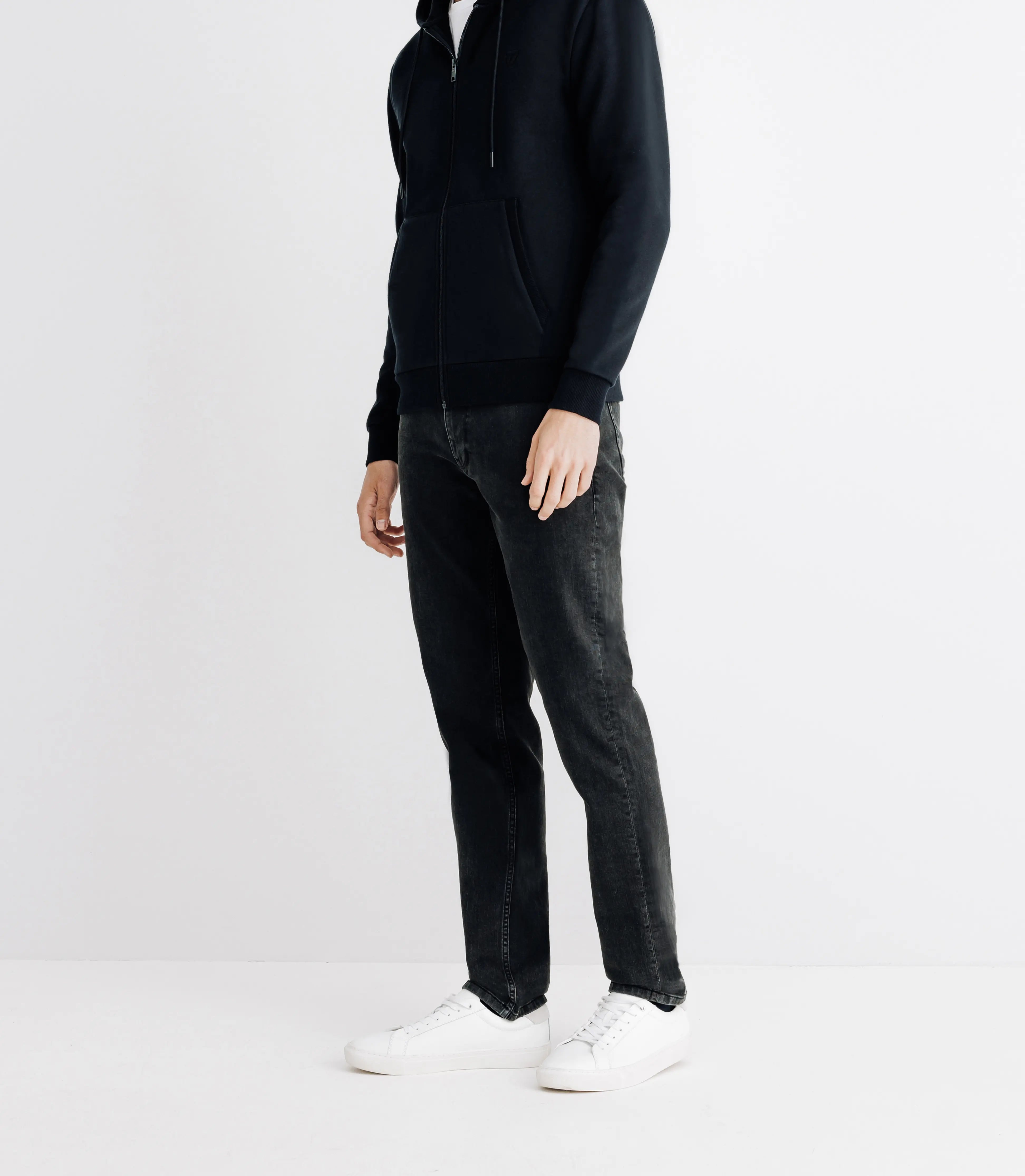 Pull gilet à capuche noir - IZAC