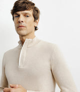 Pull col montant demi zippé beige - IZAC