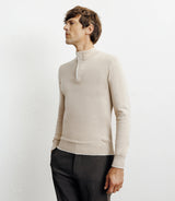 Pull col montant demi zippé beige - IZAC