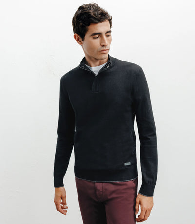 Pull col montant demi zippé noir - IZAC