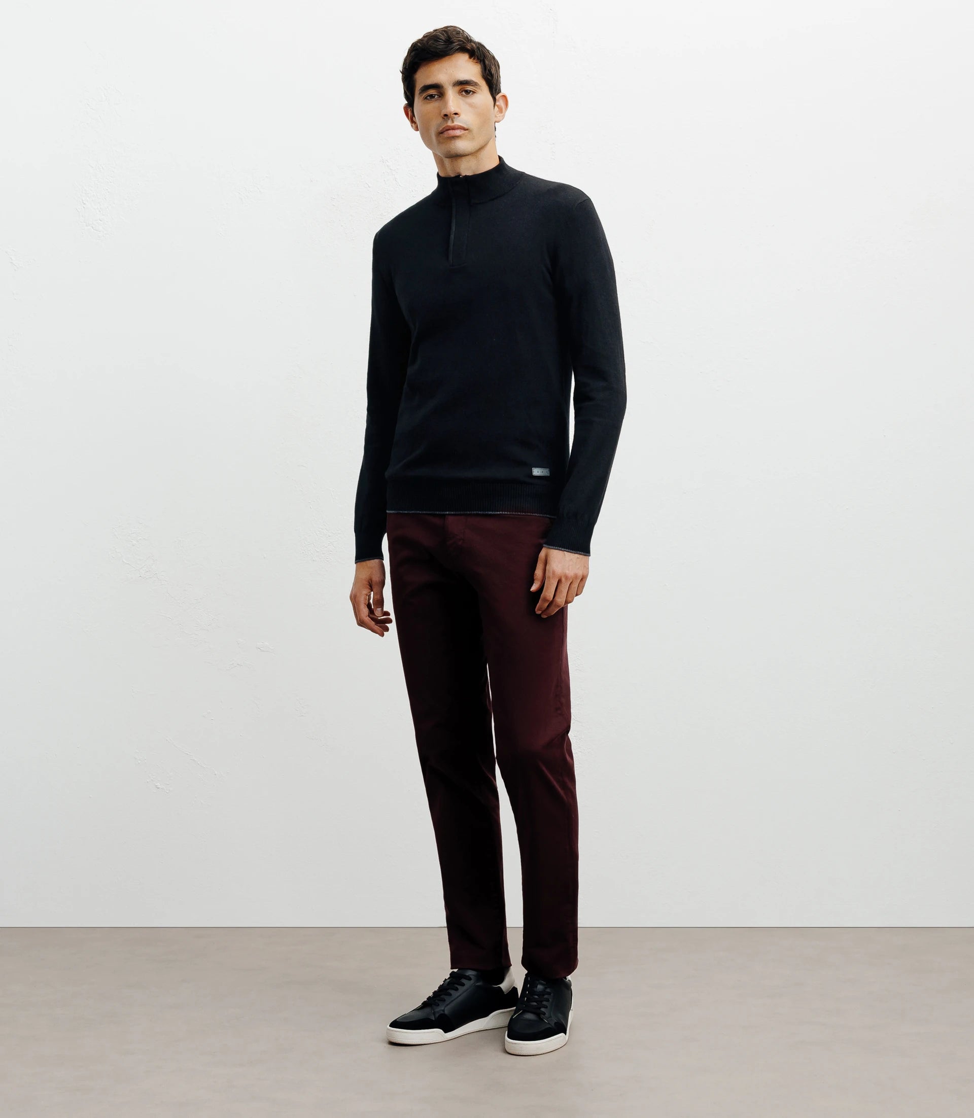 Pull col montant demi zippé noir - IZAC