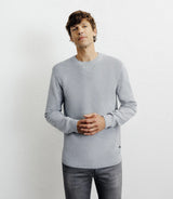 Pull col rond jeux de points gris chiné - IZAC