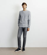 Pull col rond jeux de points gris chiné - IZAC