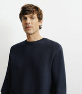 Pull col rond jeux de points marine - IZAC