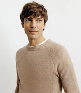 Pull en laine col rond beige - IZAC