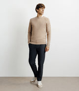 Pull en laine col rond beige - IZAC
