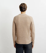 Pull en laine col rond beige - IZAC