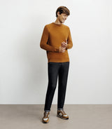 Pull en laine col rond camel foncé - IZAC