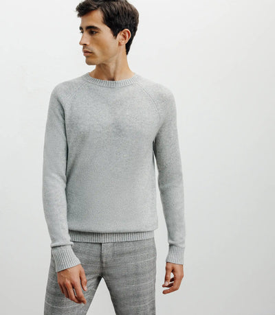 Pull en laine col rond gris chiné - IZAC