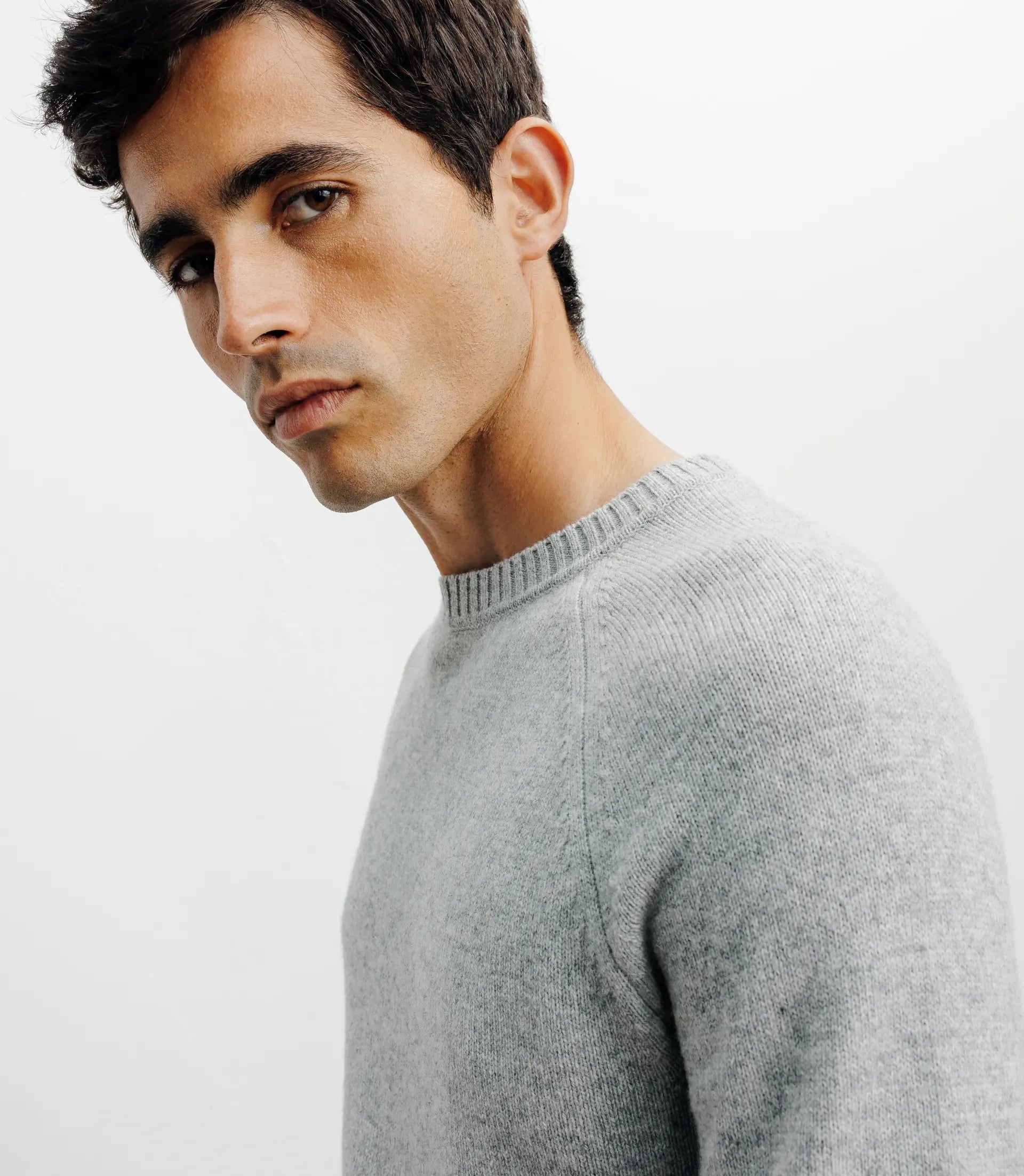 Pull en laine col rond gris chiné - IZAC