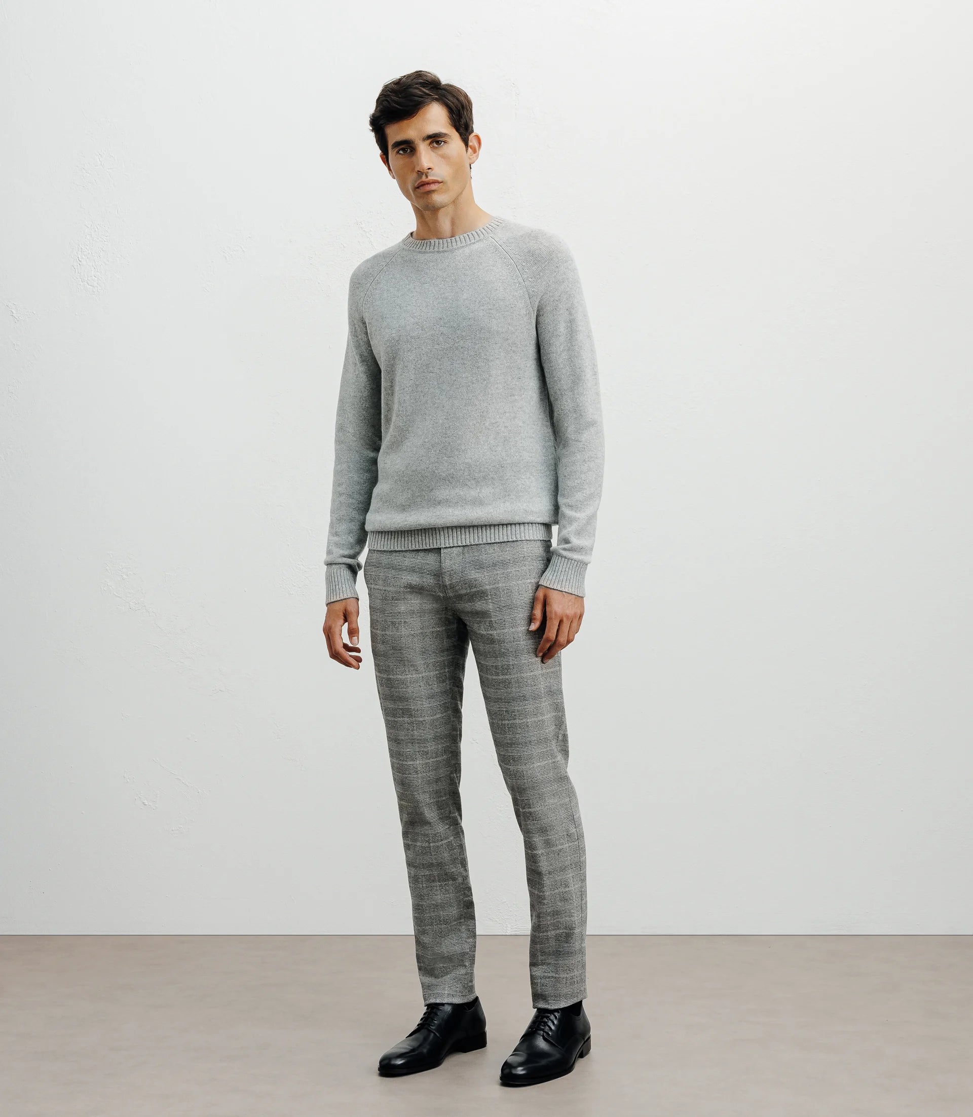 Pull en laine col rond gris chiné - IZAC