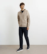 Hoodie zippé à capuche en maille beige - IZAC