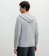 Hoodie zippé à capuche en maille gris chine - IZAC