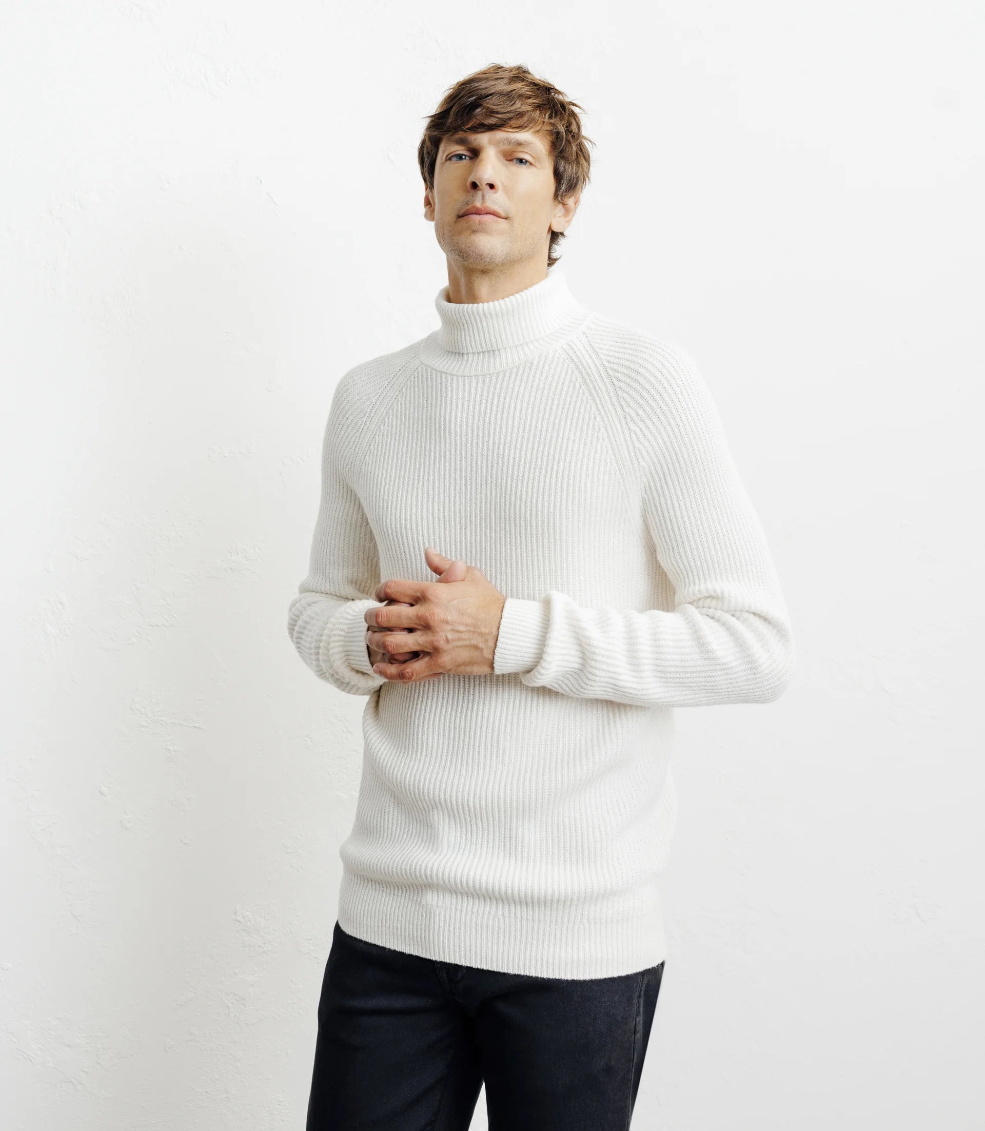 Pull col roulé uni écru - IZAC