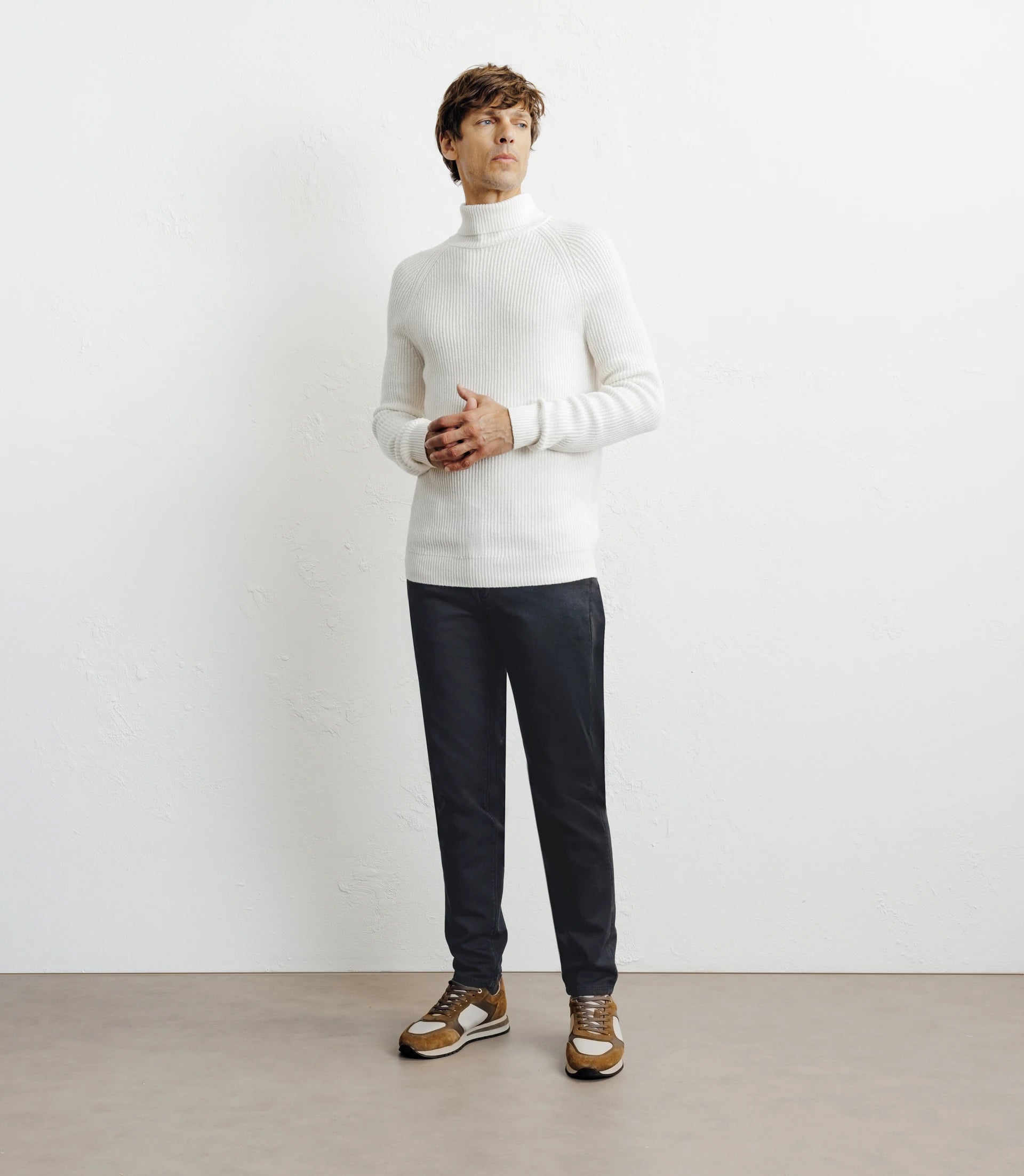 Pull col roulé uni écru - IZAC