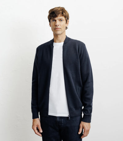 Cardigan zippé col teddy marine - IZAC