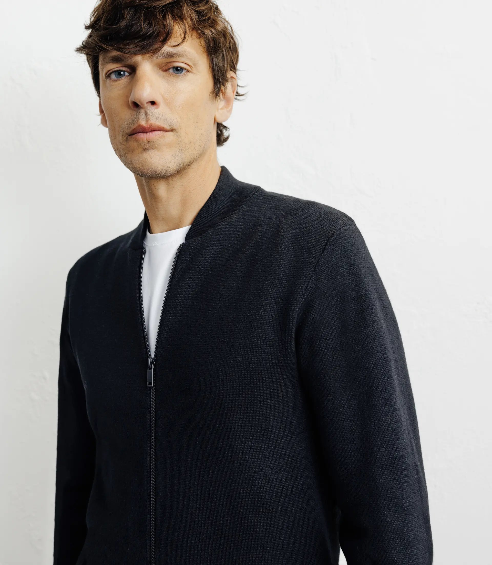 Cardigan zippé col teddy noir - IZAC