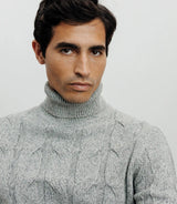 Pull col roulé torsadé gris chiné - IZAC