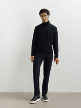 Pull col roulé torsadé noir - IZAC