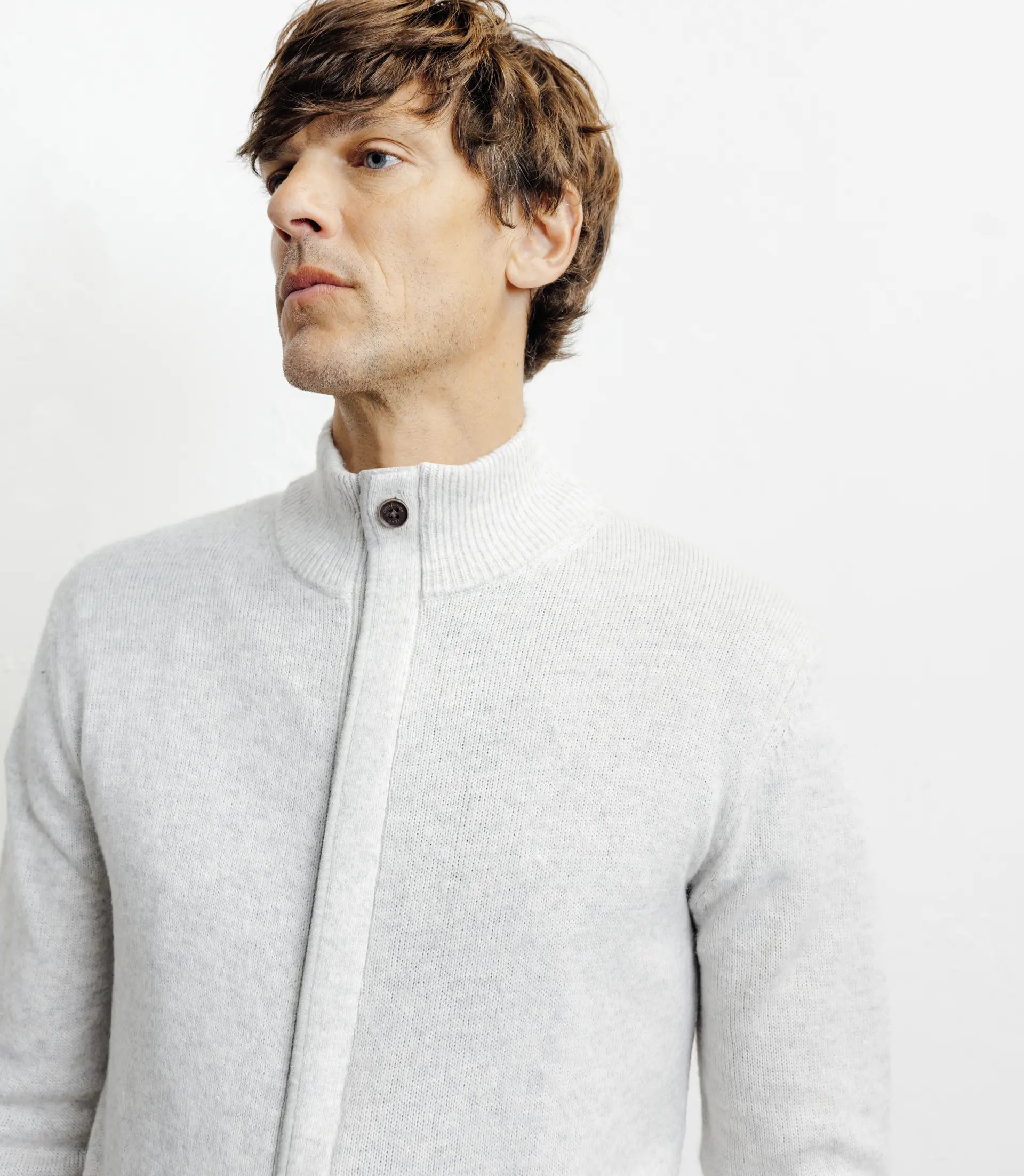 Gilet zip col montant gris chiné - IZAC