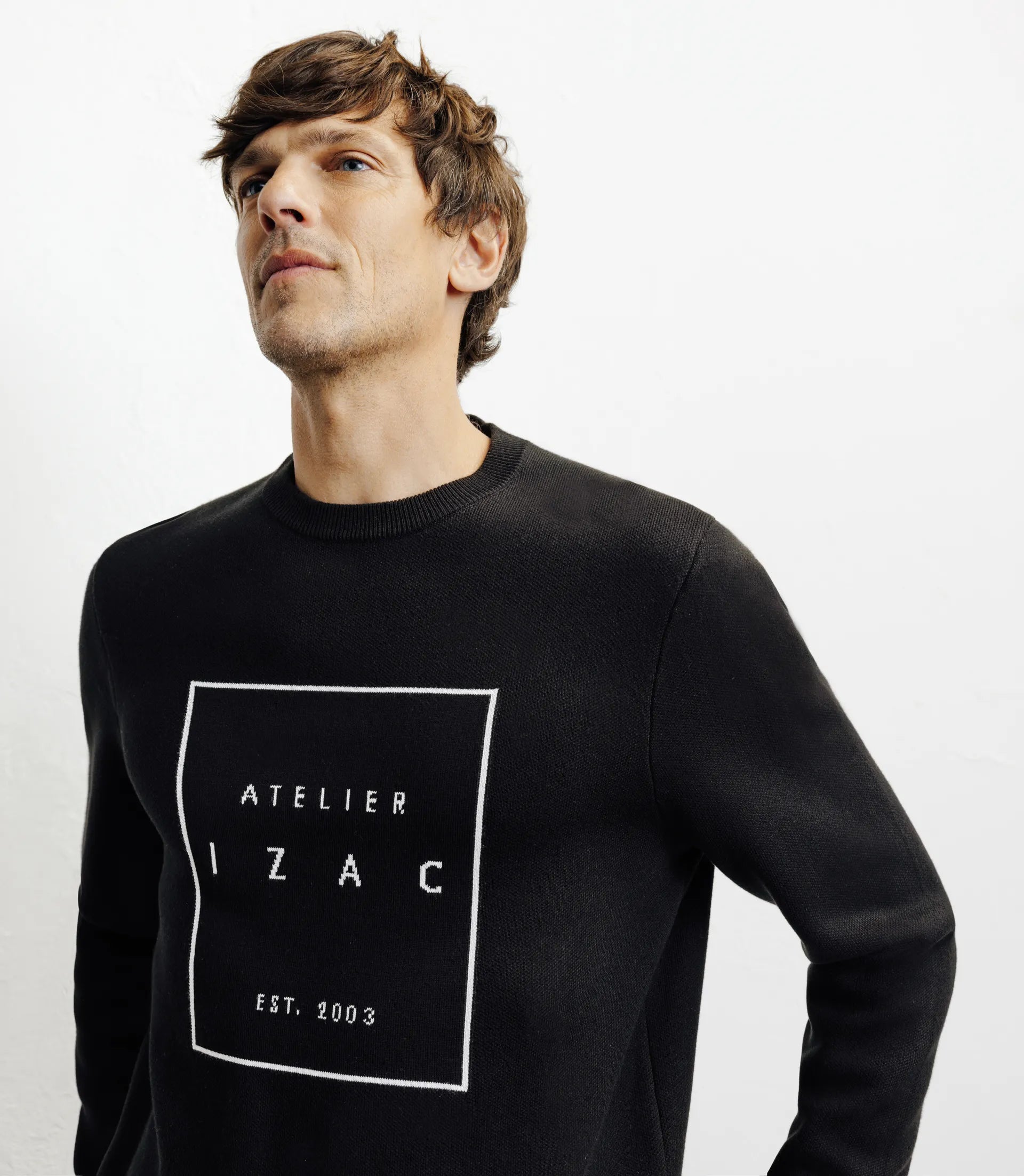 Pull col rond fantaisie noir - IZAC