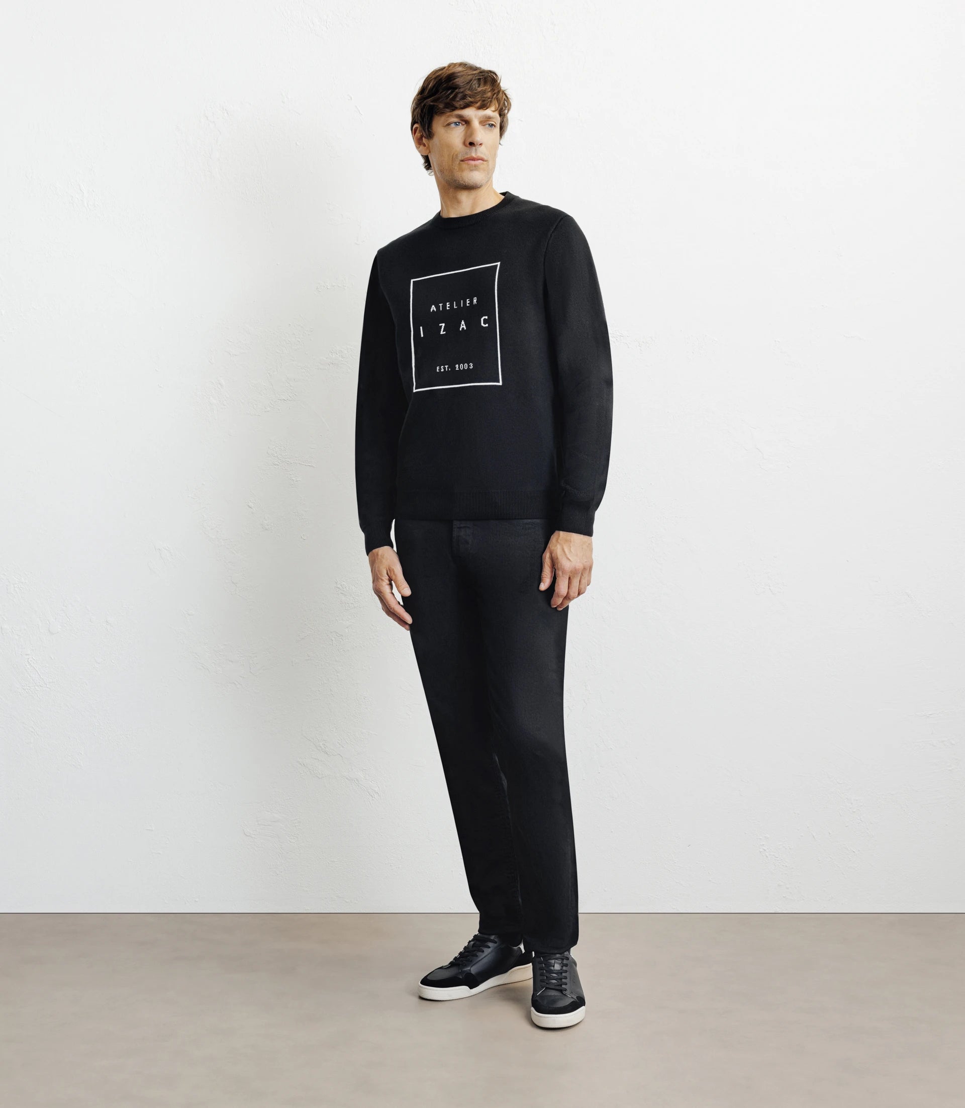 Pull col rond fantaisie noir - IZAC