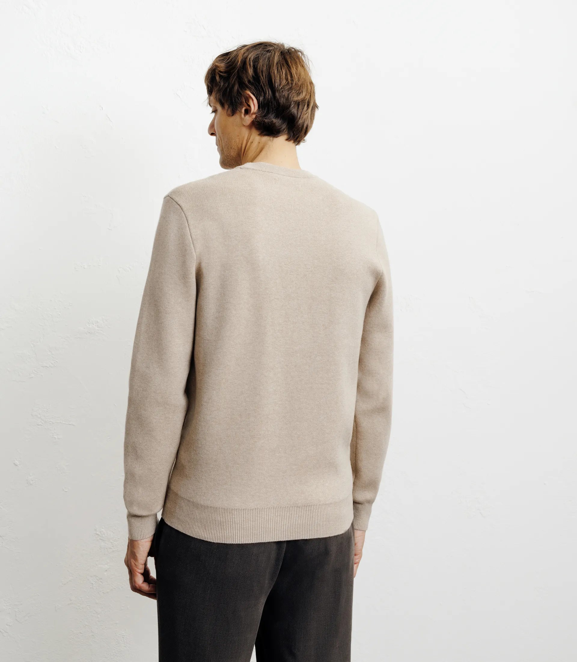 Pull col rond fantaisie beige - IZAC