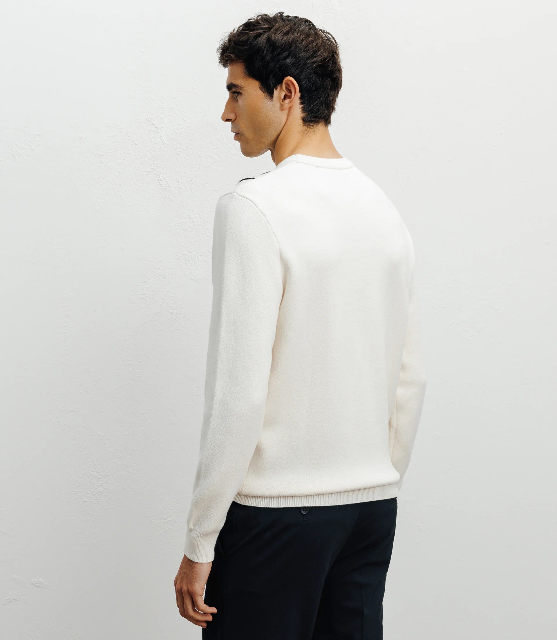 Pull col rond fantaisie ecru - IZAC