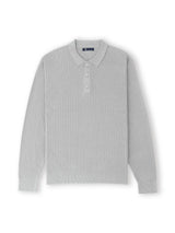 Pull col polo boutonné jeux de points gris chiné - IZAC