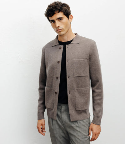 Cardigan surchemise en maille chatain - IZAC