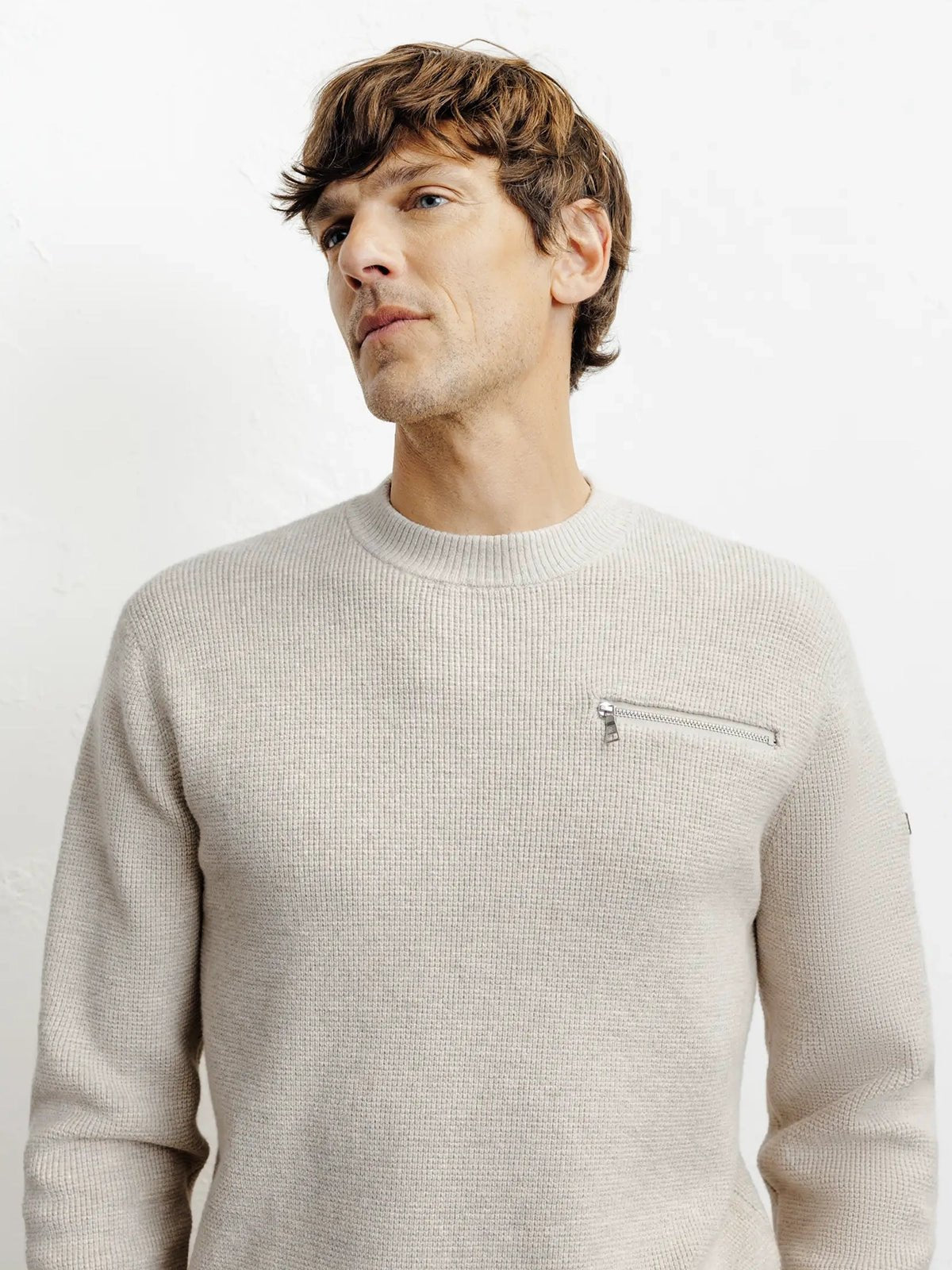 Pull col rond beige - IZAC