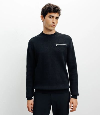 Pull col rond noir - IZAC
