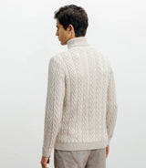 Pull col roulé torsadé beige - IZAC