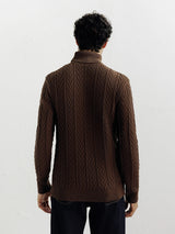 Pull col roulé torsadé chocolat - IZAC