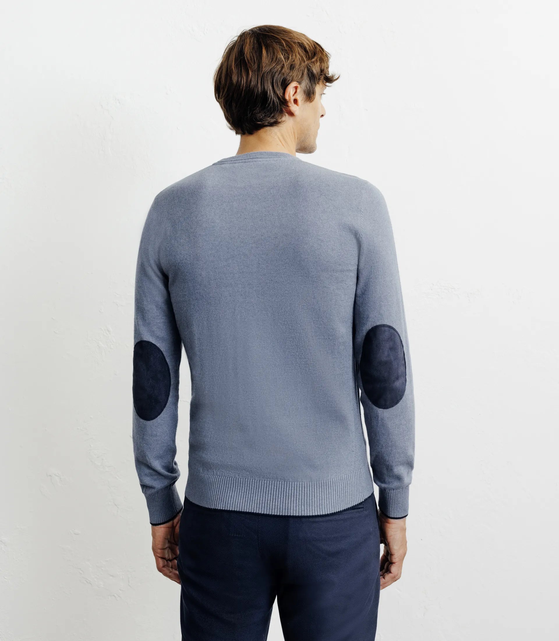 Pull col rond en coton indigo - IZAC